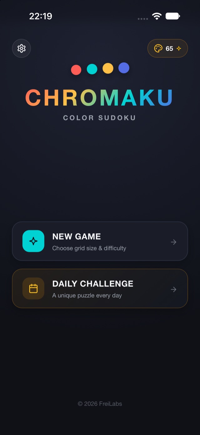Chromaku main menu with New Game and Daily Challenge